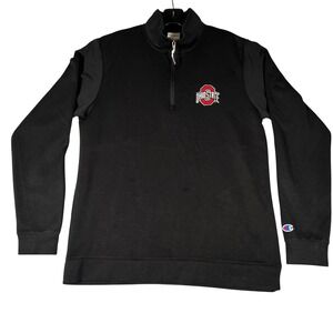 Champion Ohio State Buckeyes Quarter Zip Pullover Black Mens Medium NCAA